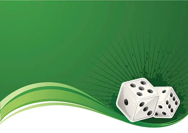 Vector illustration of Green background with casino dice