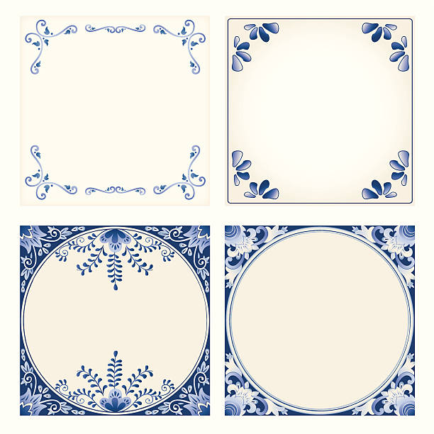 ilustraciones, imágenes clip art, dibujos animados e iconos de stock de anticuario holandés baldosas hyacinthus orientalis delft blue - delftware