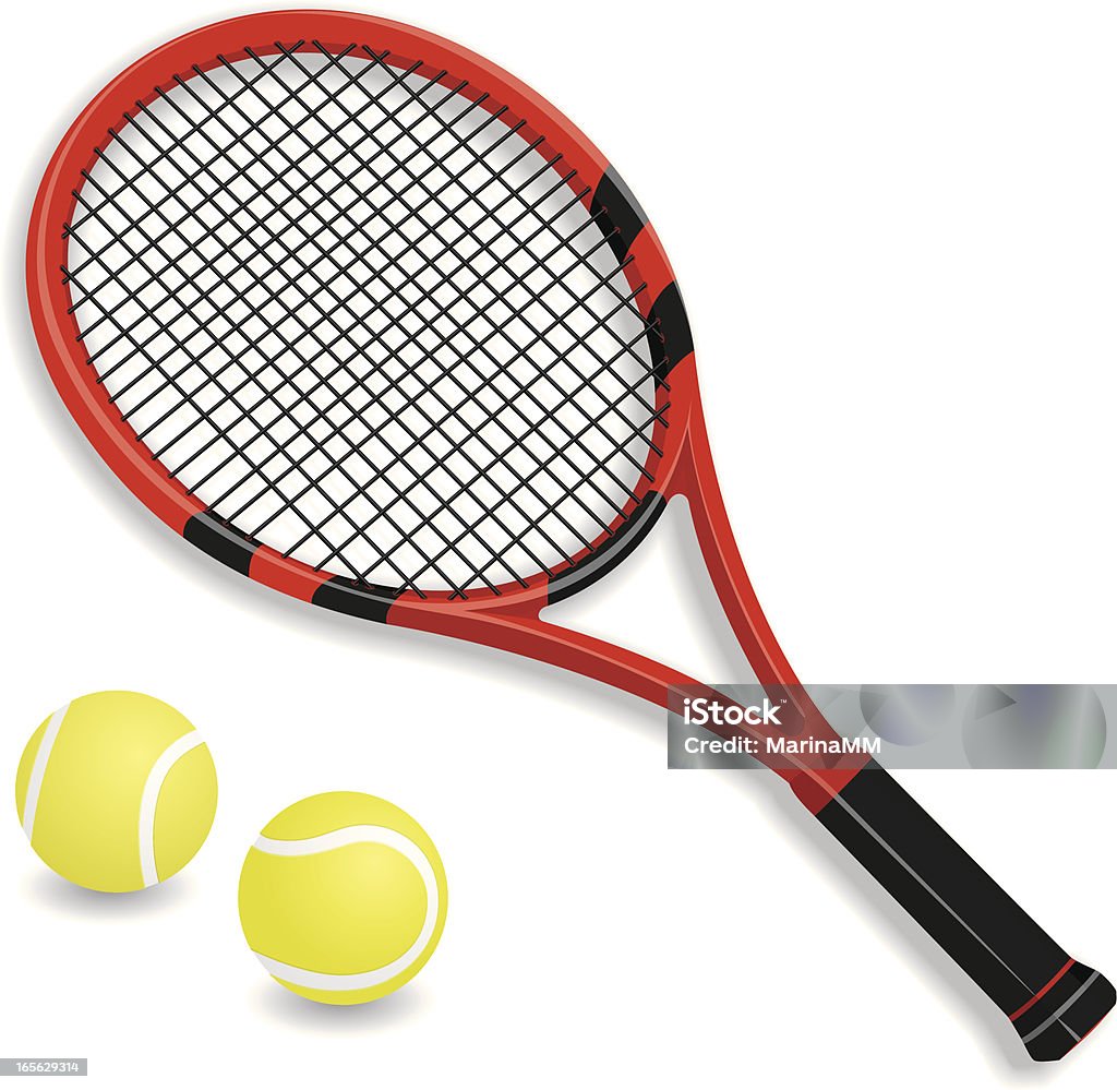 Raqueta de tenis y pelotas - arte vectorial de Raqueta de tenis libre de derechos