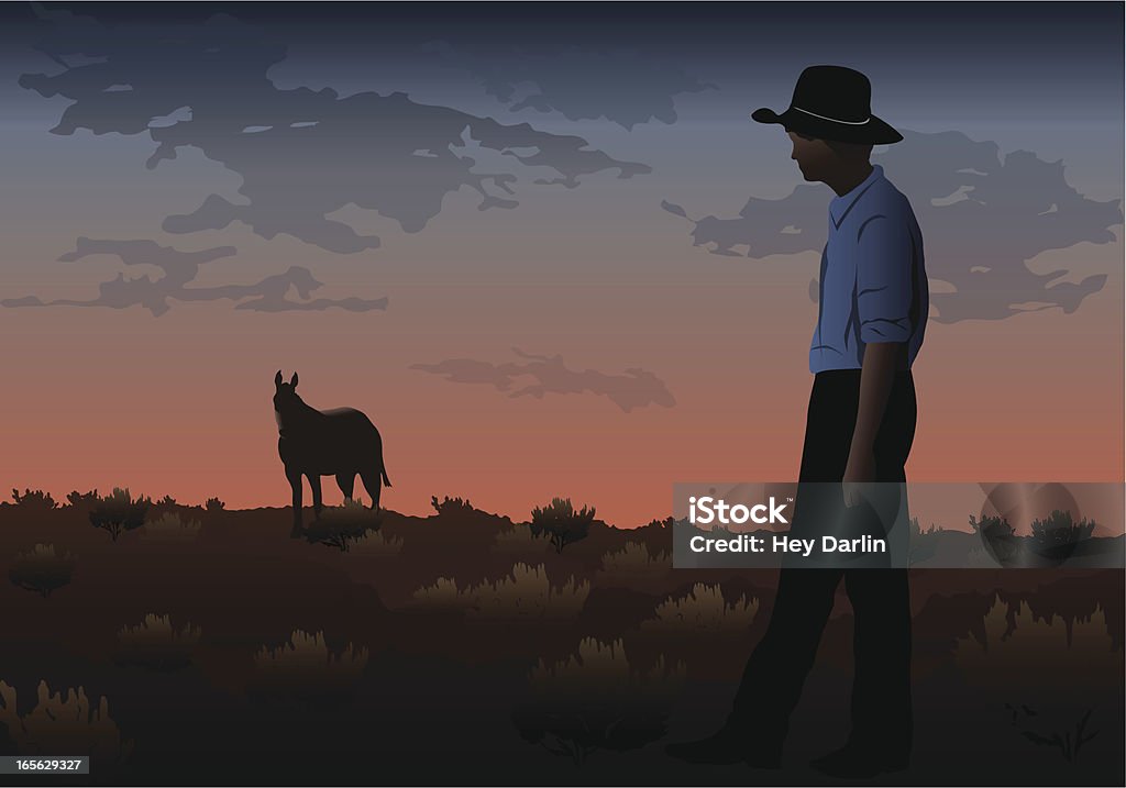 Закат Cowboy - Векторная графика Хозяин ранчо роялти-фри