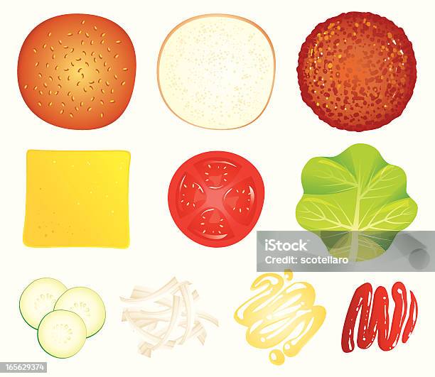 Vetores de Ingredientes De Um Hambúrguer e mais imagens de Molho de Tomate - Tempero - Molho de Tomate - Tempero, Ingrediente, Figura para recortar