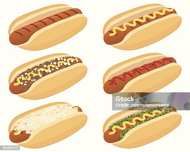 Hot Dogs Vecteurs libres de droits et plus d'images vectorielles de Hot dog - Hot dog, Saucisse, Boudin blanc