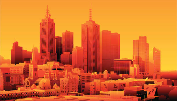 illustrations, cliparts, dessins animés et icônes de melbourne, australie - melbourne skyline city australia