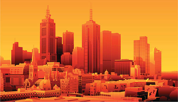 멜번, 호주 - australia office building melbourne skyline stock illustrations