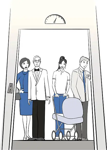 Vector illustration of People in an Elevator