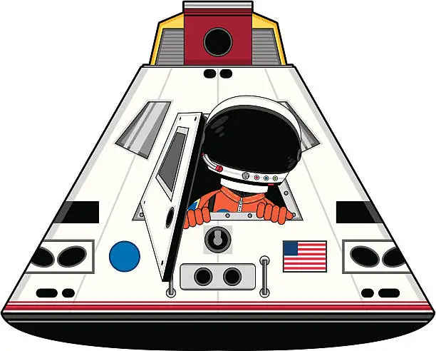 Vector illustration of Spaceman Character in Space Capsule