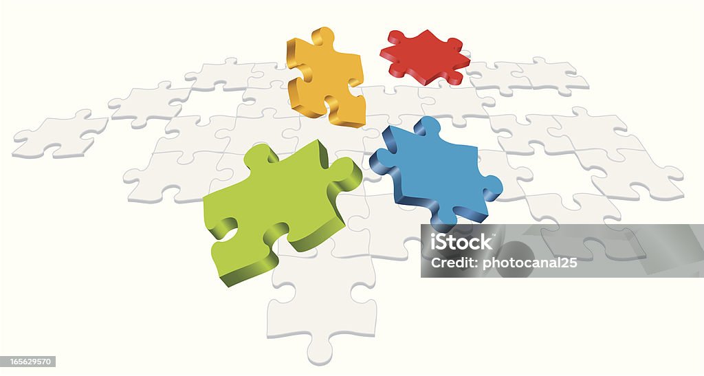 Different Options Several puzzle pieces flying over a puzzle, as representing different options. Puzzle stock vector