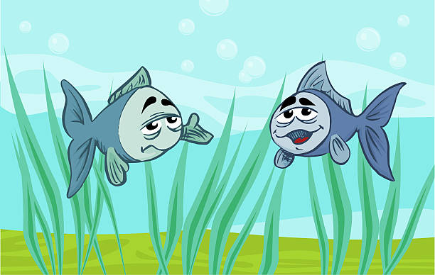 Two cartoon fish vector art illustration