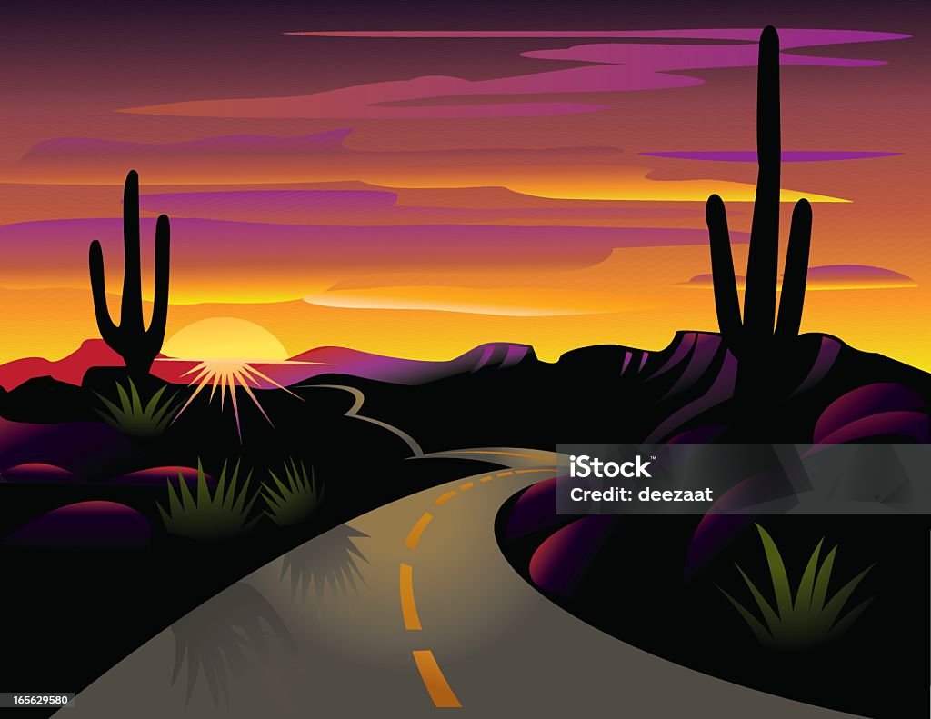 Carretera del desierto - arte vectorial de Nuevo México libre de derechos