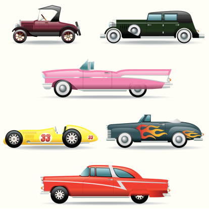 Icon Set, Classics Car on white background, make in adobe Illustrator (vector)