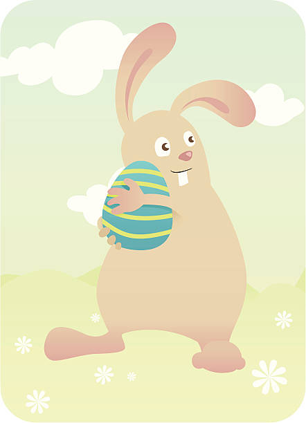 Easter Bunny with Egg vector art illustration