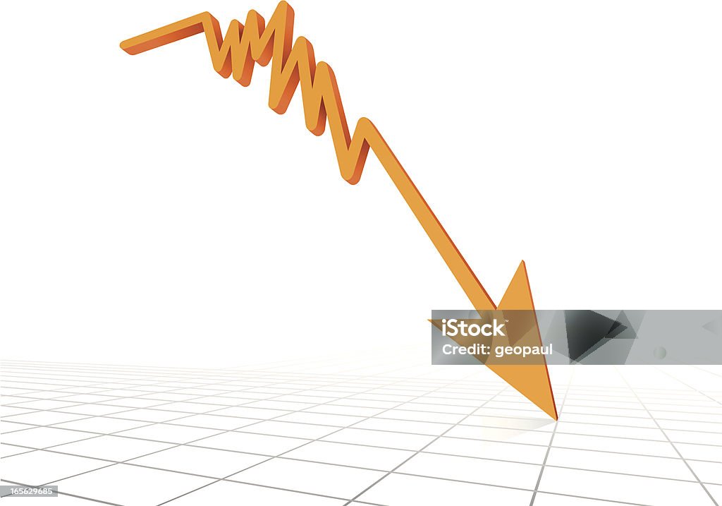 Down trend 3d line graph hitting the floor. Arrow Symbol stock vector