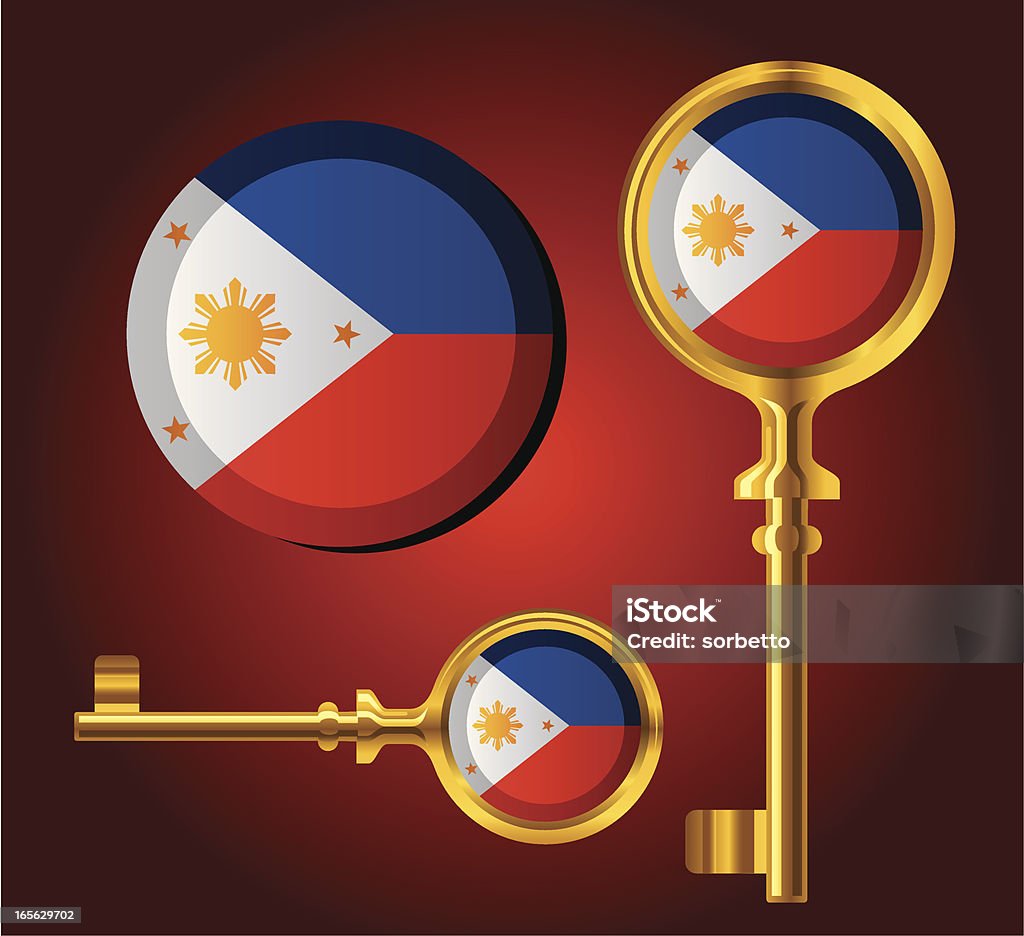 Ikona klucza z Flaga Filipin - Grafika wektorowa royalty-free (Antyczny)