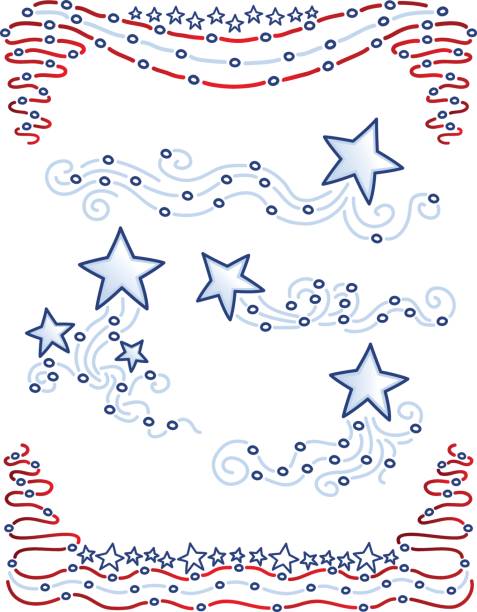Patriotic Border with Stars vector art illustration