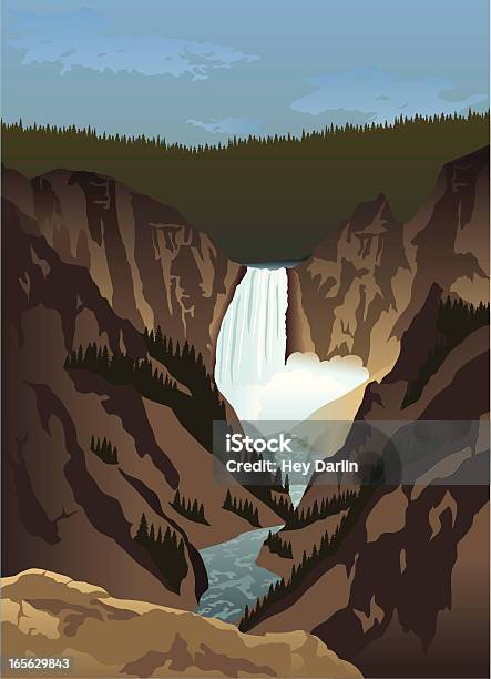 Yellowstonewasserfall Stock Vektor Art und mehr Bilder von Schlucht - Schlucht, Wasserfall, Yellowstone-Nationalpark