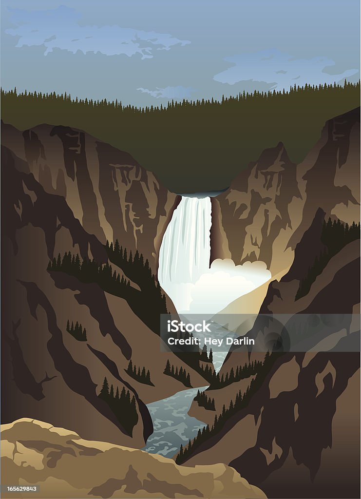 Cascate di Yellowstone - arte vettoriale royalty-free di Burrone