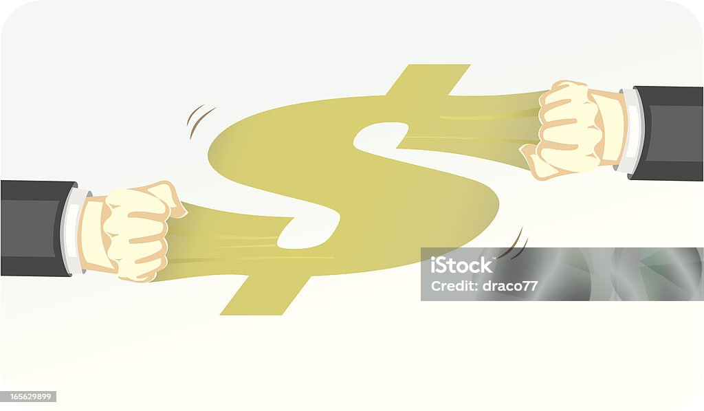 Money Greed ! Grab a hold of your money, two businessmen pulling the currency symbol. Visit Portfolio for More Concept Series Lightbox Stretching stock vector