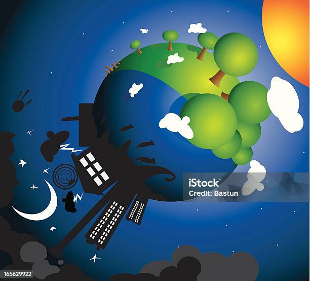 Ecologia - Arte vetorial de stock e mais imagens de Planeta Terra - Planeta Terra, Lua, Luz Solar