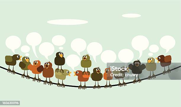 Tweeting Stock Illustration - Download Image Now - Bird, Discussion, Telephone Line