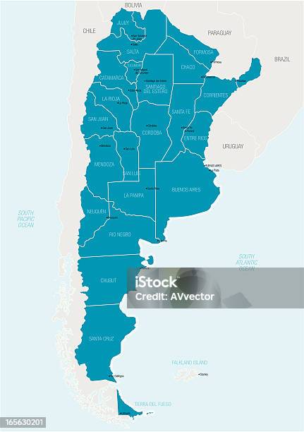 Argentina - Immagini vettoriali stock e altre immagini di Argentina - America del Sud - Argentina - America del Sud, Carta geografica, Vettoriale