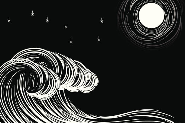 illustrations, cliparts, dessins animés et icônes de vagues au clair de lune - moonlight