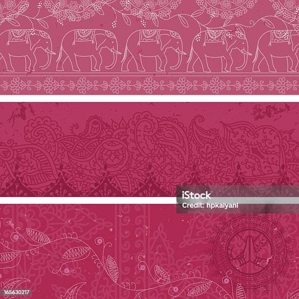 Ilustración de Masala Bannersrosa y más Vectores Libres de Derechos de Composición - Composición, Cultura hindú, Diseño floral