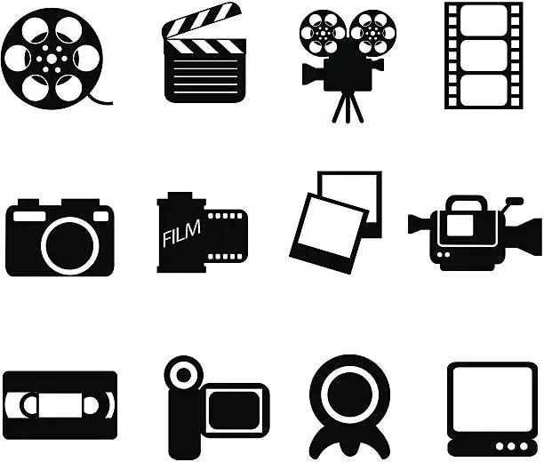 Vector illustration of photo film and video icons