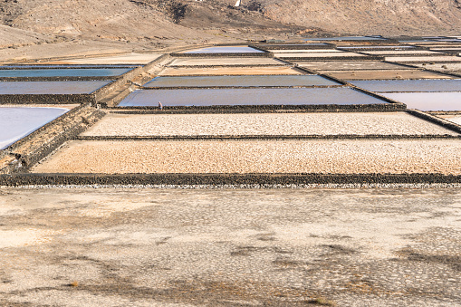 View of the salinas de Janubio in the Lanzarote during a sunny day