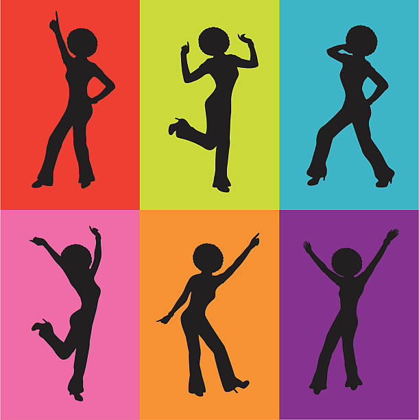 disco lady silhouetten - 70er jahre frisur stock-grafiken, -clipart, -cartoons und -symbole