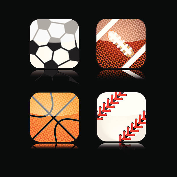 спортивные иконки - basketball black background nobody isolated stock illustrations