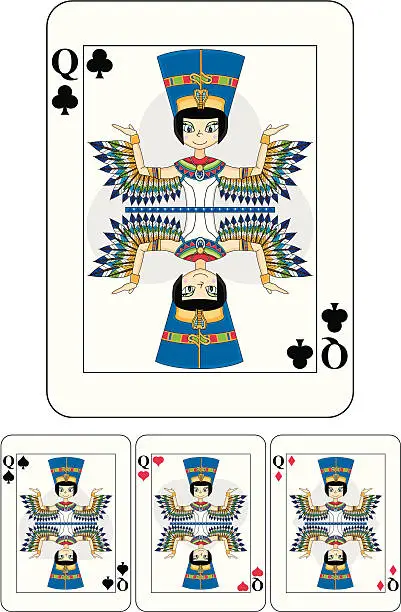 Vector illustration of Nefertiti Egyptian Queen Playing Card