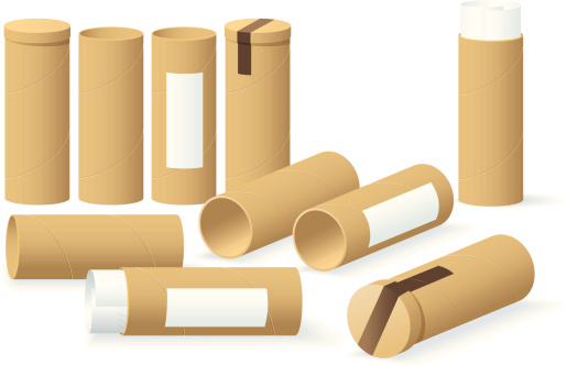 Vector illustration of several Recycled Cardboard Cylinders 