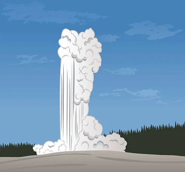 Vector illustration of Image of geyser phenomenon coming from the earth