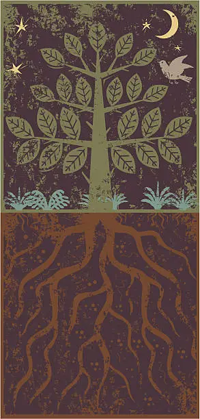 Vector illustration of Little grunge tree roots