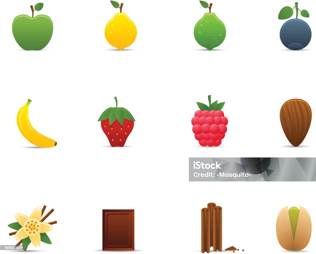 Ensemble d'icônes de Fruits & saveurs/Optima Series - clipart vectoriel de Vanille - Épice libre de droits