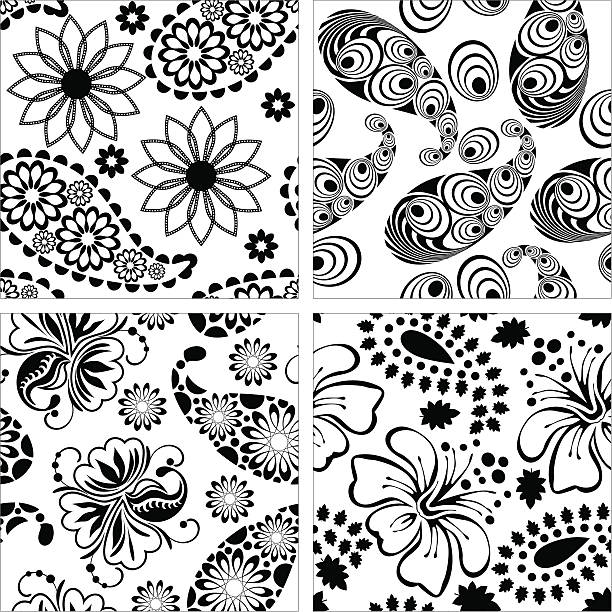 花とペイズリー - paisley textile floral pattern pattern点のイラスト素材／クリップアート素材／マンガ素材／アイコン素材