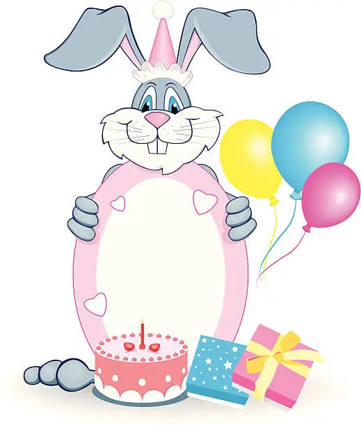 Vector illustration of Birthday rabbit