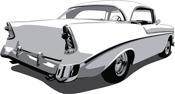 vektor auto von 1950 er chevrolet - chevrolet stock-grafiken, -clipart, -cartoons und -symbole