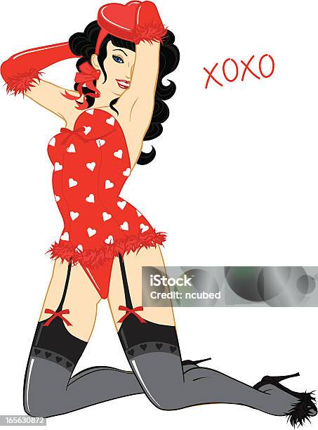 Ilustración de Chica De San Valentín y más Vectores Libres de Derechos de Liguero - Liguero, Chica pin-up, Moda