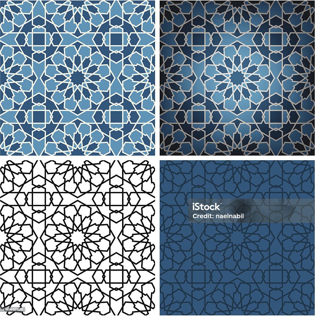 Blue Islamskiej kafli ceramicznych - Grafika wektorowa royalty-free (Figura geometryczna)