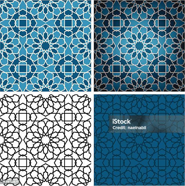 Blue Islamskiej Kafli Ceramicznych - Stockowe grafiki wektorowe i więcej obrazów Figura geometryczna - Figura geometryczna, Styl arabski, Bez ludzi