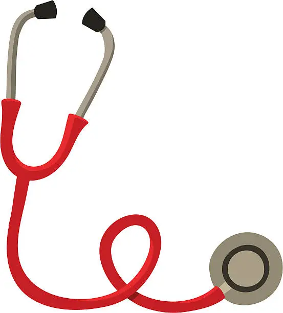 Vector illustration of Red Cartoon Stethoscope