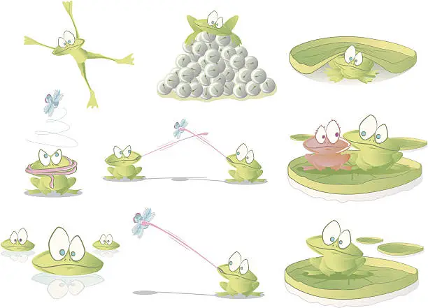 Vector illustration of Frogs in pastel shades