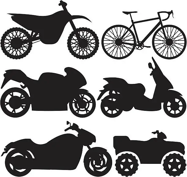 Vector illustration of Black Silhouettes - Motorcycles