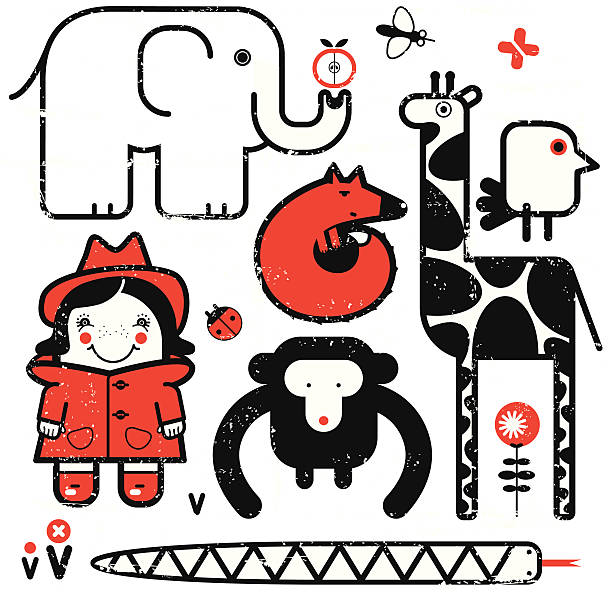 illustrations, cliparts, dessins animés et icônes de ensemble d'animaux - vector elephant isolated on red female animal