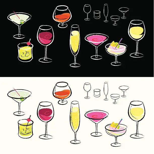 Vector illustration of Drink Glass-Design Elements
