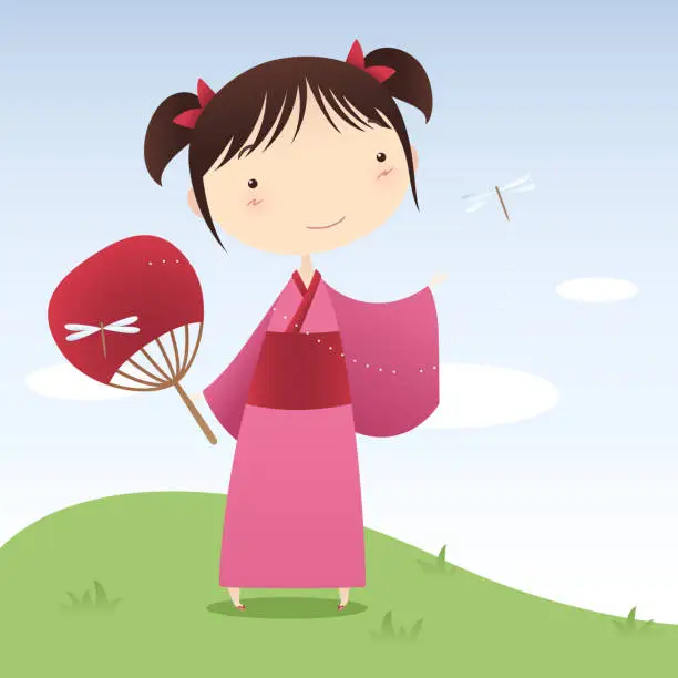 Vector illustration of Japanese Girl