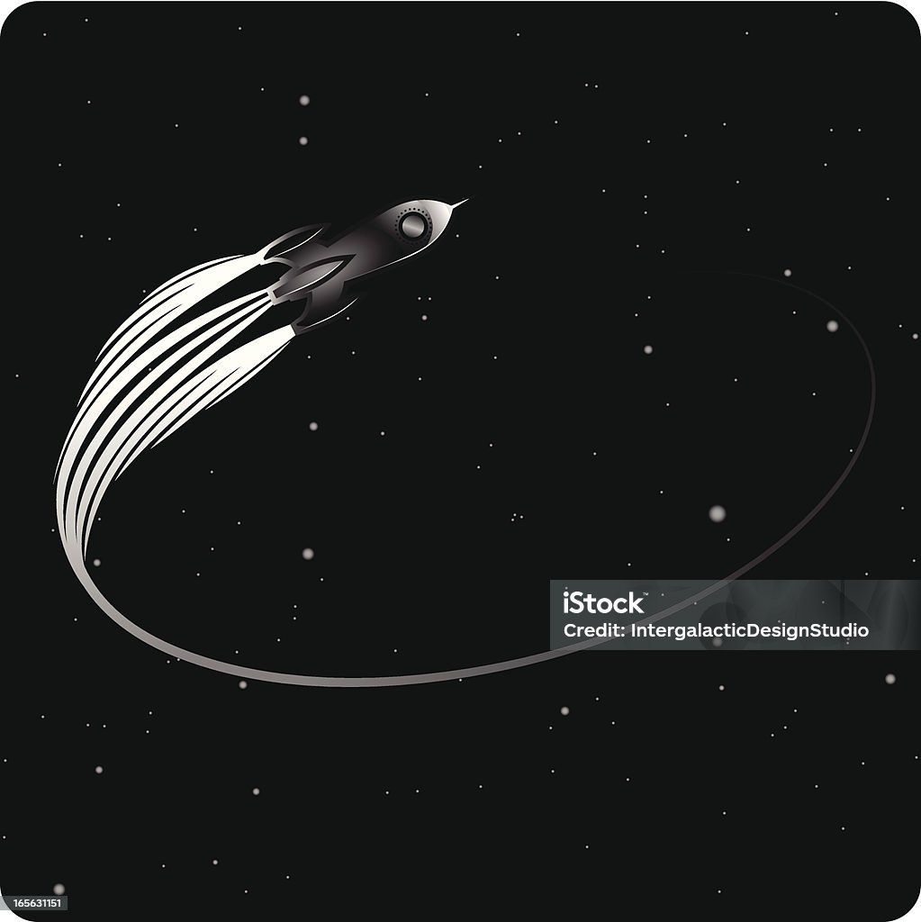 Rocketship rétro - clipart vectoriel de Astronomie libre de droits