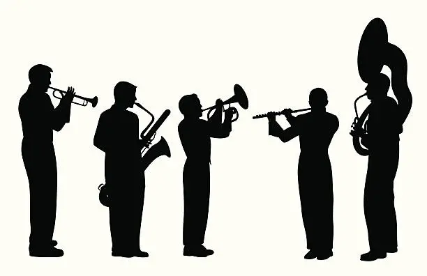Vector illustration of Band Musicians Vector Silhouette