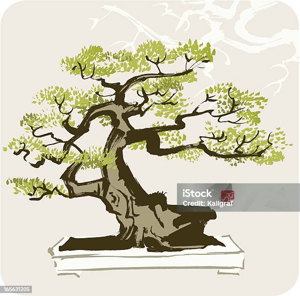 Drzewo Bonsai - Stockowe grafiki wektorowe i więcej obrazów Drzewo bonsai - Drzewo bonsai, Akwarela, Bez ludzi